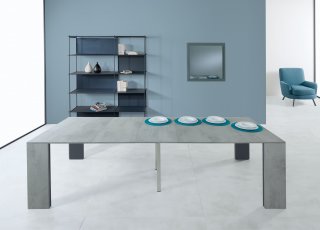 Table console extensible FORDA XL gris béton/cadre gris ardoise largeur 120cm*270cm